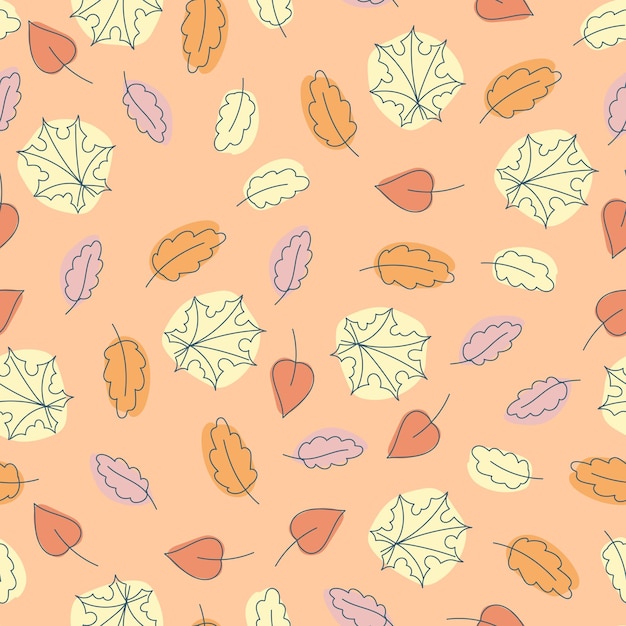 Seamless pattern of autumn leaves Autumn fall Forest Vegetable print A pattern of simple elements Vector illustration