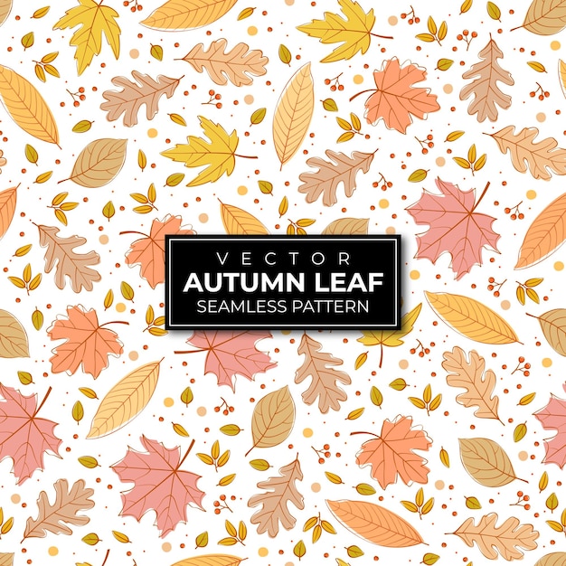 Seamless pattern autumn leaves on white background