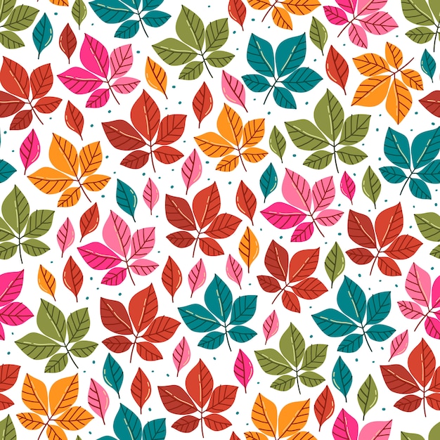 Seamless pattern of autumn leaves