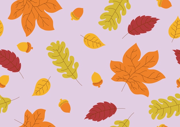 Seamless pattern of autumn leaves 