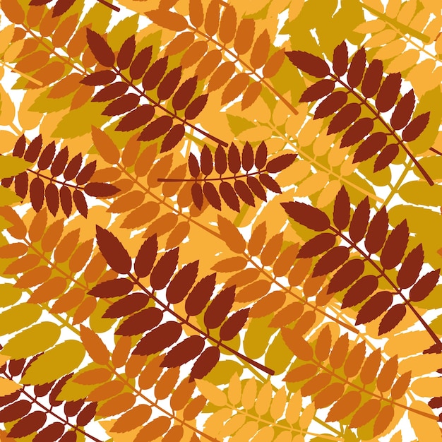 seamless pattern, autumn pattern of rowan leaves