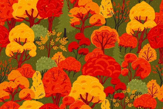 Seamless pattern of autumn trees