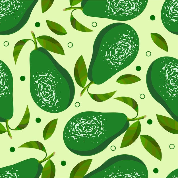 Vector seamless pattern of avocado