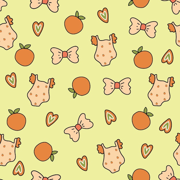 Vector seamless pattern baby jumpsuit and orange free vector