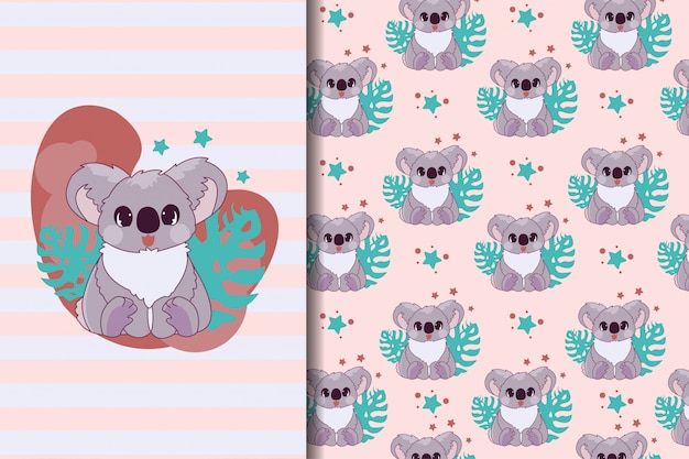 Seamless Pattern baby koala cute