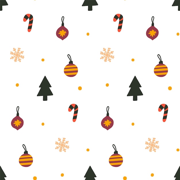 Seamless pattern background Christmas tree toys