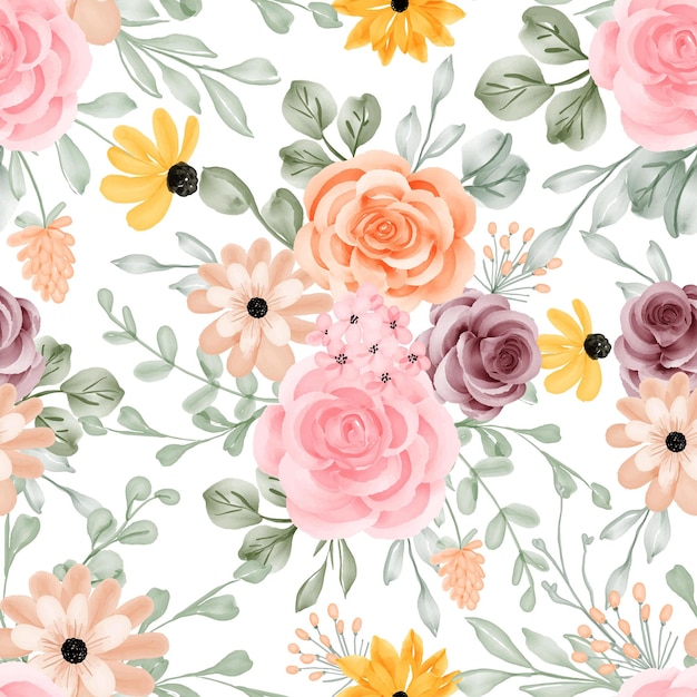 Seamless pattern background flower and leaves