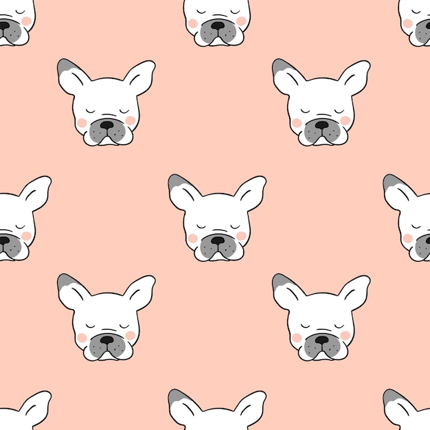 Vector seamless pattern background head of french bulldog