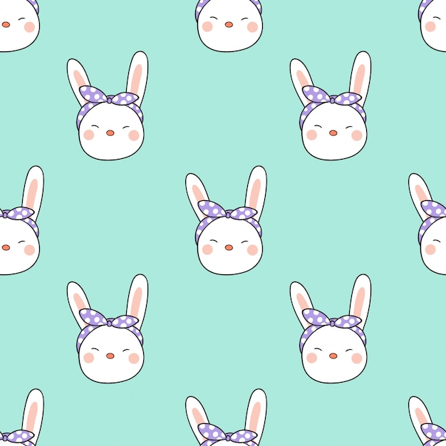 Seamless pattern background head of rabbit on sweet pastel