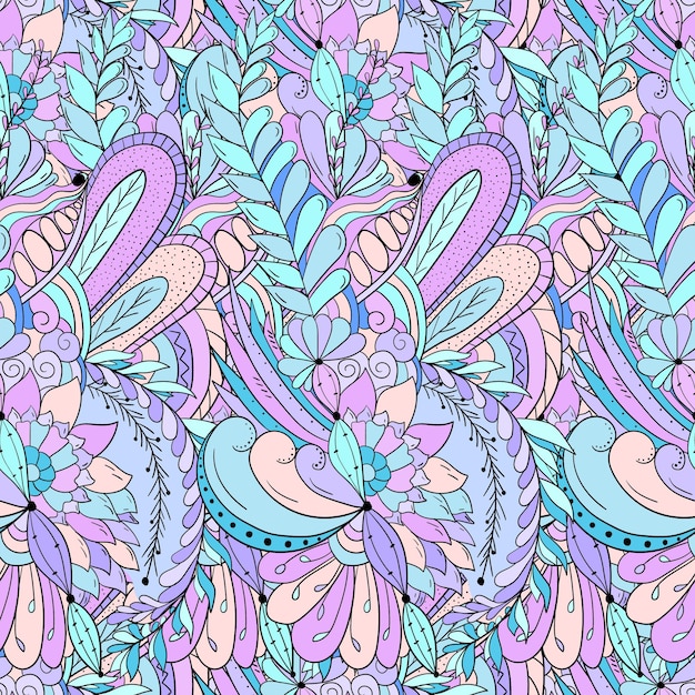 seamless pattern background with abstract flowers leaves