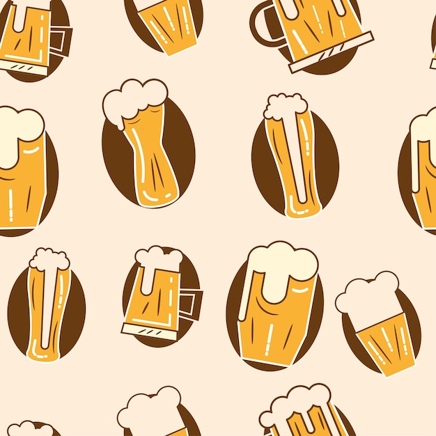 Seamless pattern background with beer icons Vector illustration