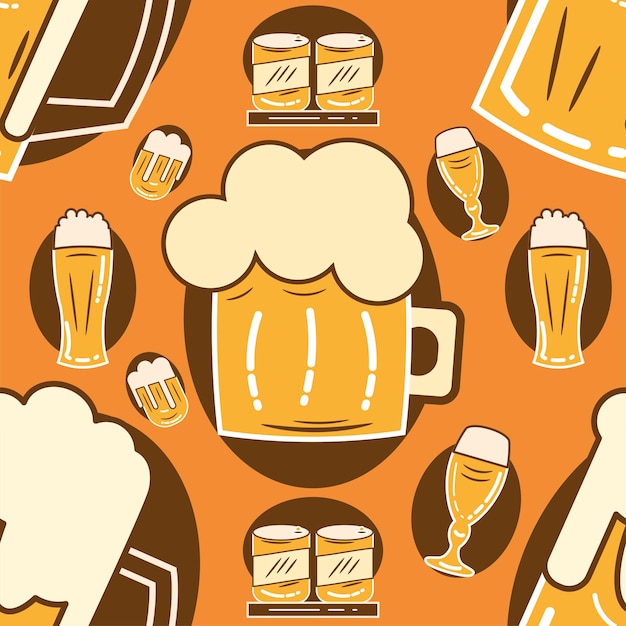 Seamless pattern background with beer icons Vector illustration