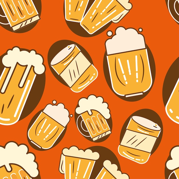 Seamless pattern background with beer icons Vector illustration