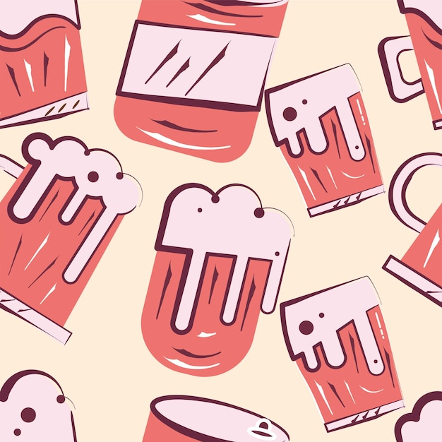 Seamless pattern background with beer icons Vector illustration