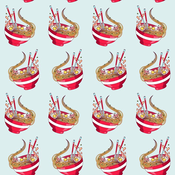 Vector seamless pattern background with bright cute sushi hand drawn doodles asianfood contour drawing with outline asian food vector illustration backdrop print wallpaper