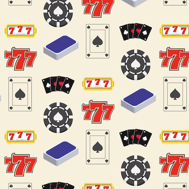 Seamless pattern background with casino icons Vector