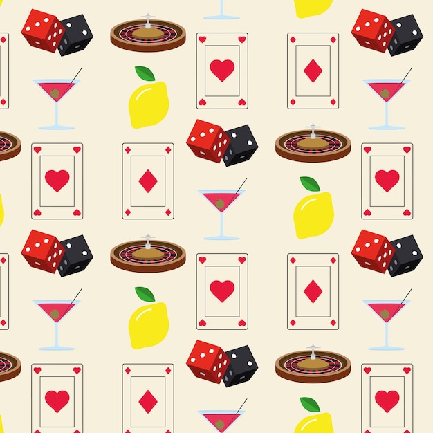 Seamless pattern background with casino icons Vector