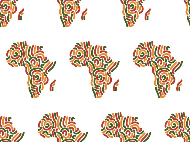 Sfondo a pattern senza cuciture con simbolo decorativo africa mappa silhouette continente