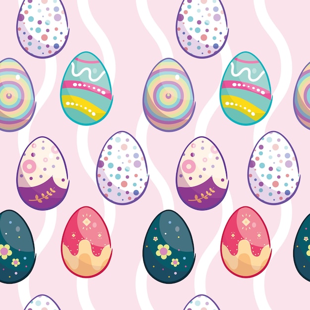 Seamless pattern background with easter eggs icons vector