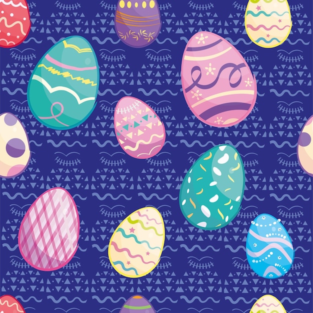 Vector seamless pattern background with easter eggs icons vector