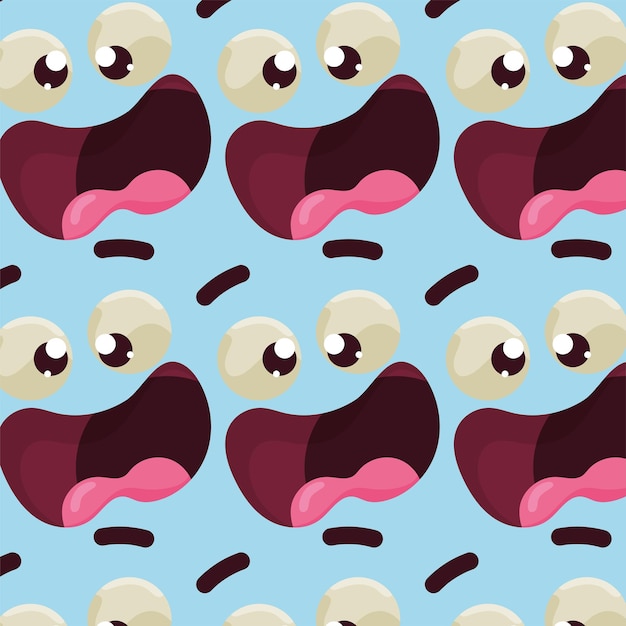 Seamless pattern background with facial expression Vector illustration