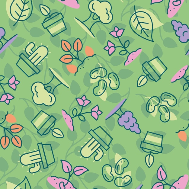 Seamless pattern background with gardening icons Vector