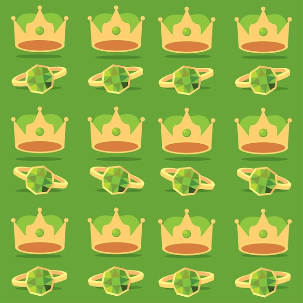 Vector seamless pattern background with golden crowns and rings vector