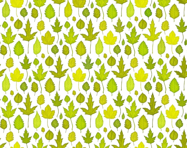 Seamless pattern background with green leaves Vector illustration