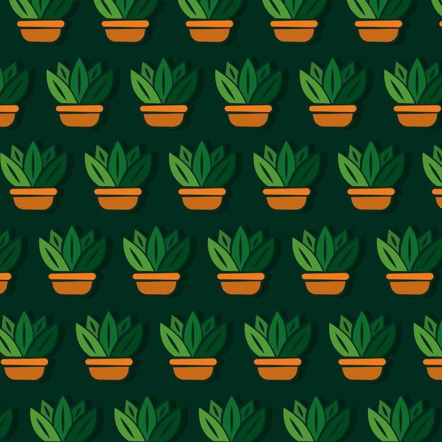 Seamless pattern background with indoor plant icons Vector illustration