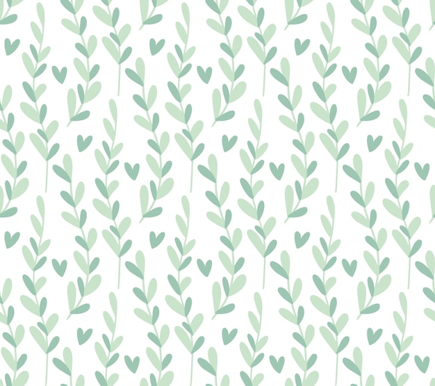 Seamless pattern background with leaves Cute minimalist winter cool color neutral floral backdrop