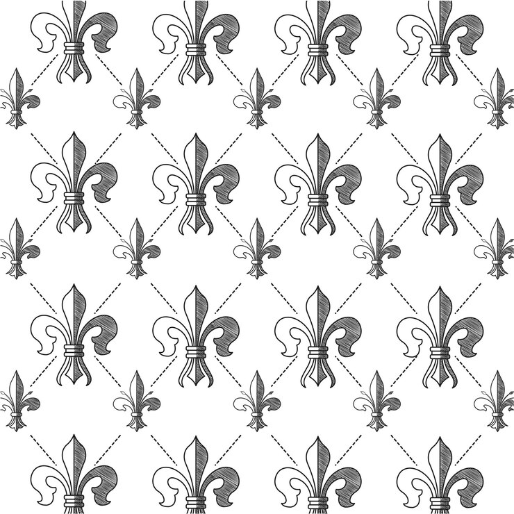 Seamless pattern background with lys flower symbols Vector illustration
