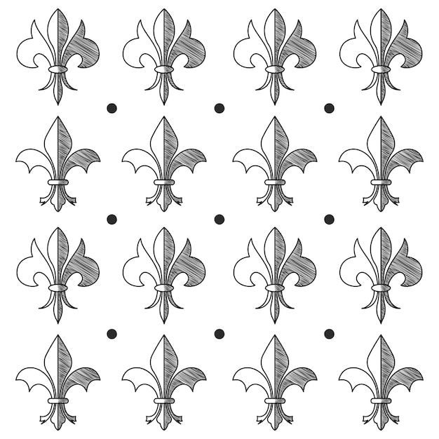 Vector seamless pattern background with lys flower symbols vector illustration