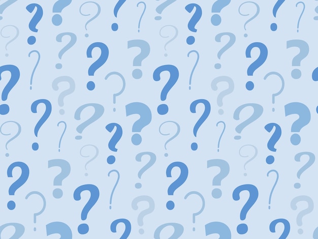 Vector seamless pattern background with monochrome blue sign question marks backdrop feedback brainstorm