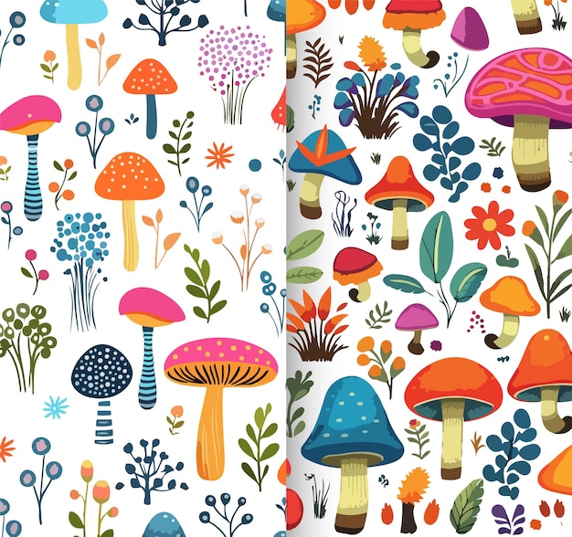 seamless pattern background with mushrooms