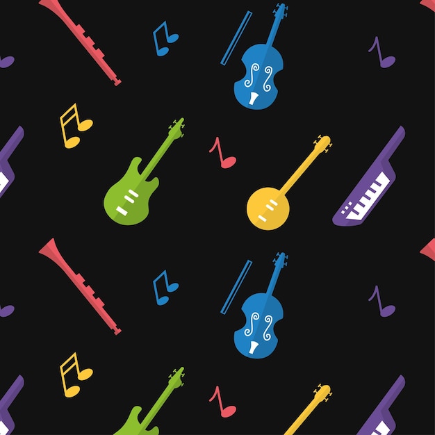 Seamless pattern background with musical instruments Vector