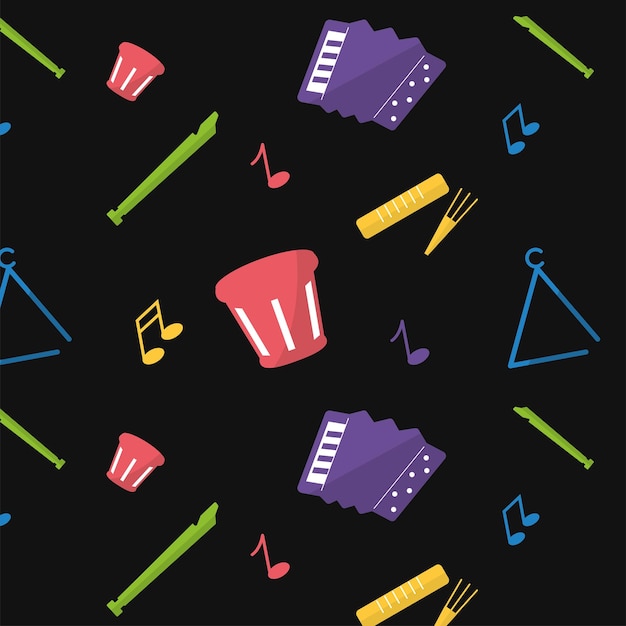 Seamless pattern background with musical instruments Vector