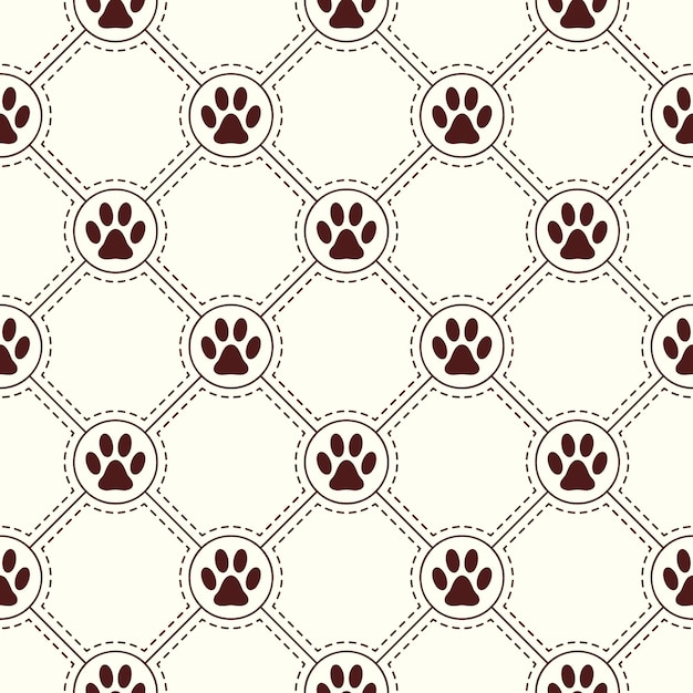 Seamless pattern background with pet footprints black and white