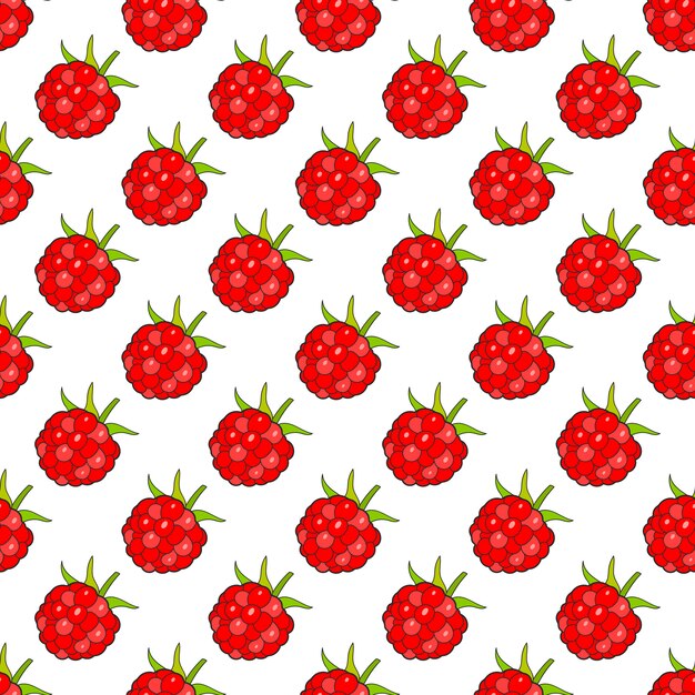 Seamless pattern background with raspberries