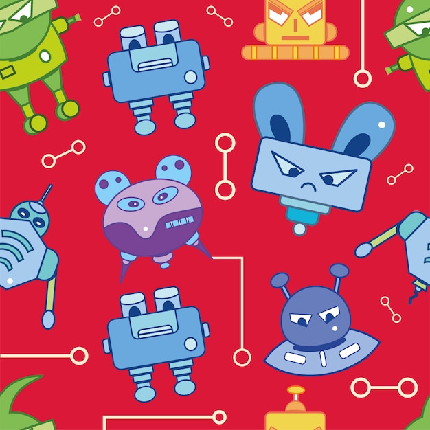 Seamless pattern background with robot toy icons vector illustration