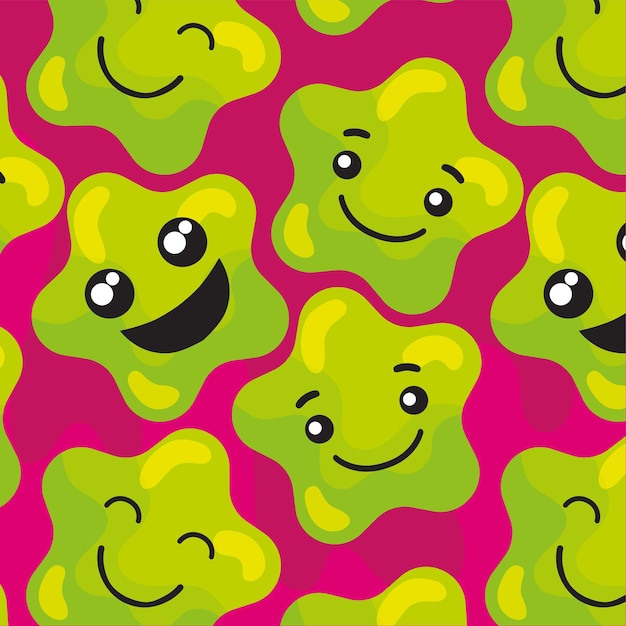 Seamless pattern background with star shape emojis vector illustration