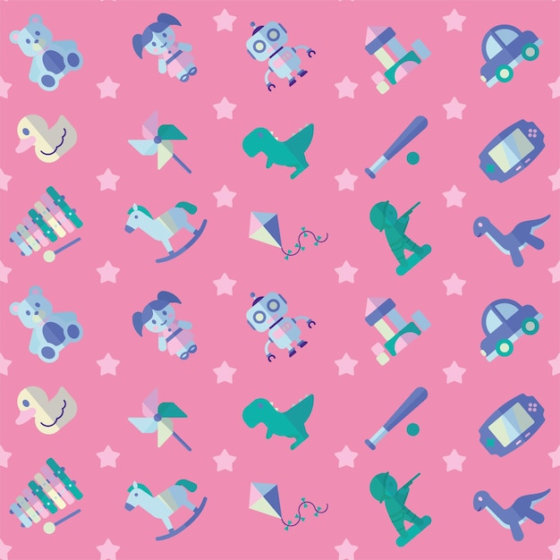 Seamless pattern background with toy icons Vector