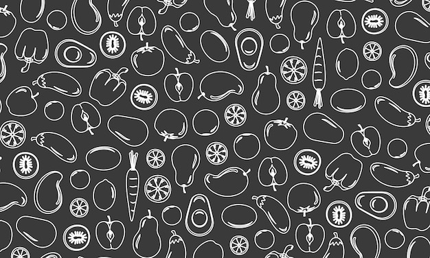 Seamless pattern background with vegetarian food