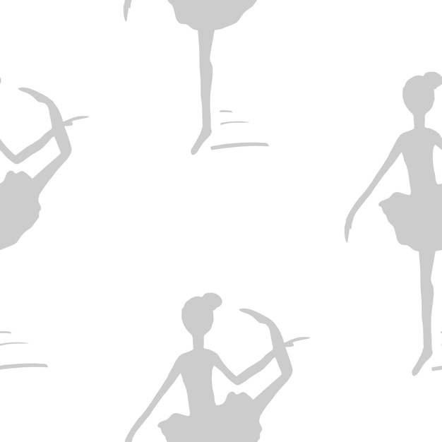 Seamless pattern of ballerina silhouettes Ballet girl Dancer illustration