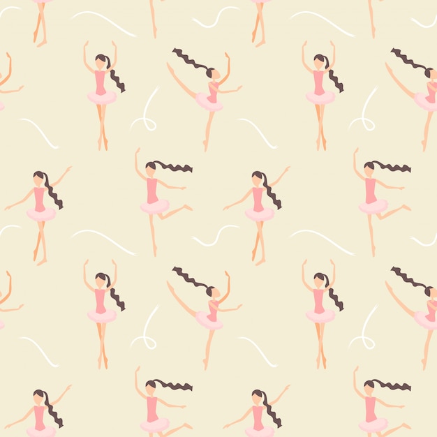 Seamless pattern ballet dancers in motion.