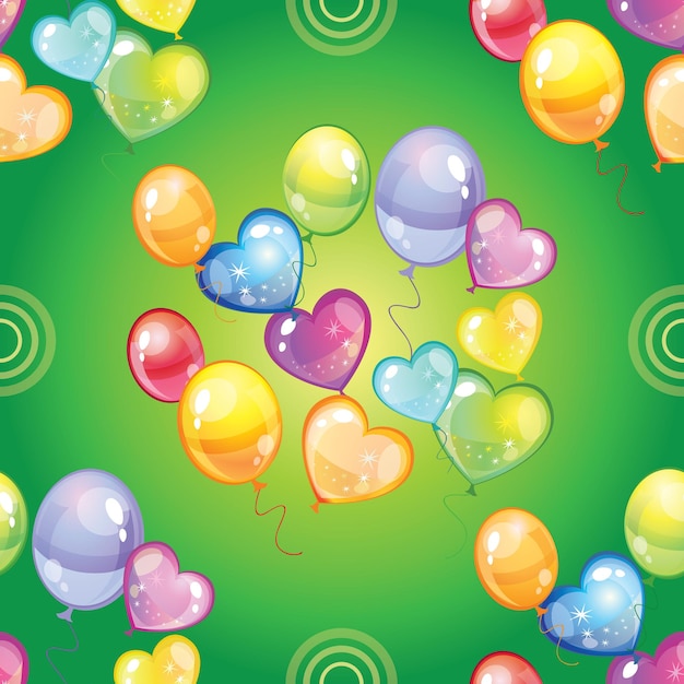Вектор Бесшовные воздушные шары на зеленом фоне