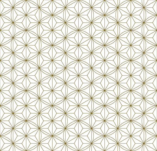 A seamless pattern based on elements of the traditional Japanese craft Kumiko zaiku. Fine lines of brown color.