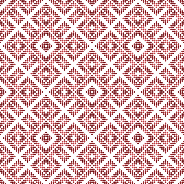 Vector seamless pattern based on traditional russian embroidered ornament made with dots