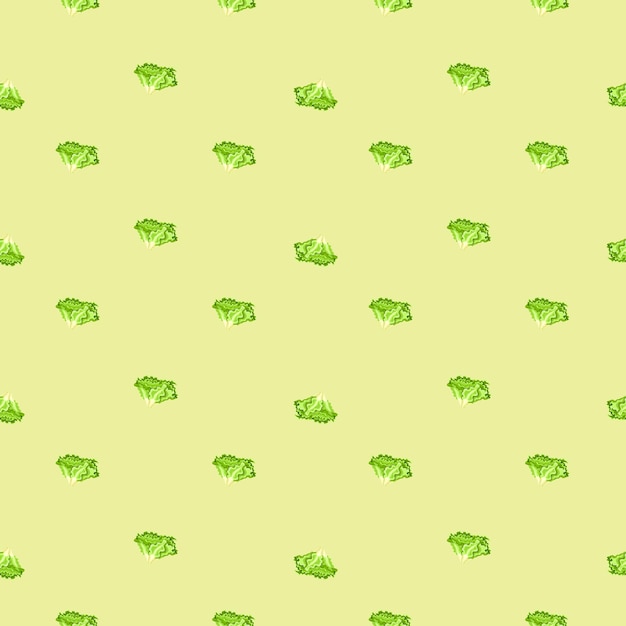 Seamless pattern batavia salad on beige background. minimalistic ornament with lettuce.