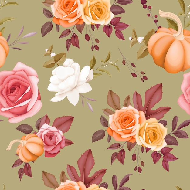 완벽 한 패턴 아름 다운 꽃과 나뭇잎 디자인