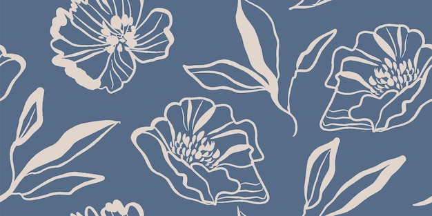 원활한 패턴 아름다운 꽃 벡터 콜라주 현대 인쇄